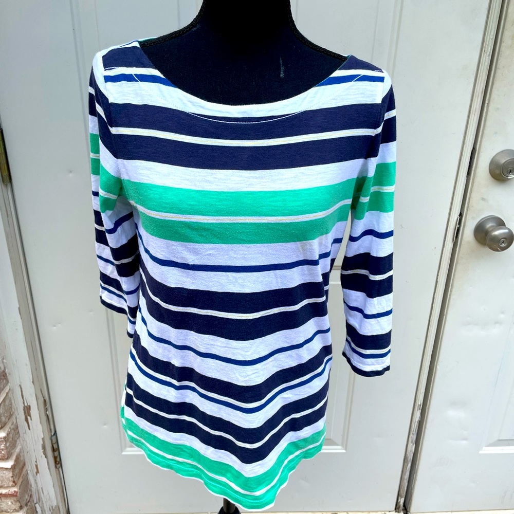 Ann Taylor Loft, 3/4 Sleeve, Striped, Top, Size M